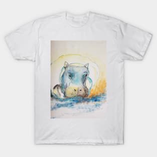 Water Color Hippopotamus T-Shirt